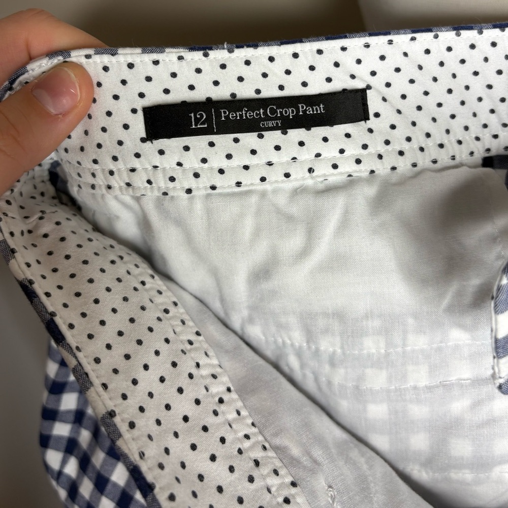 Talbots Women's Navy and White Gingham Cropped Pants - Picture 8 of 9